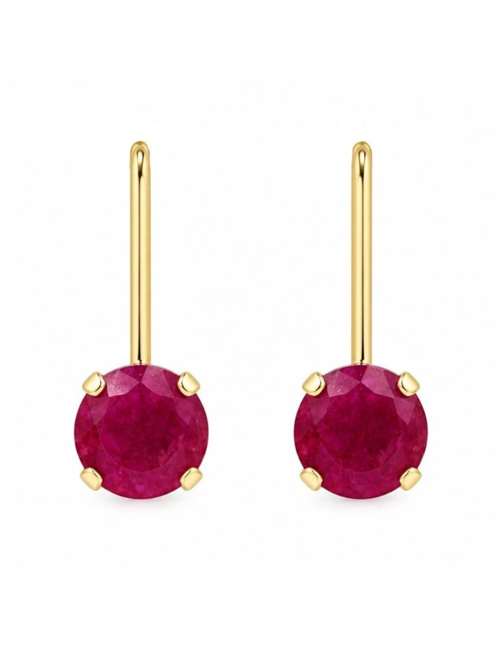 Genuine 2.24 Cts Ruby Dangling Earrings 14k Gold